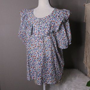 Floral Ruffle Blouse - Multicolor